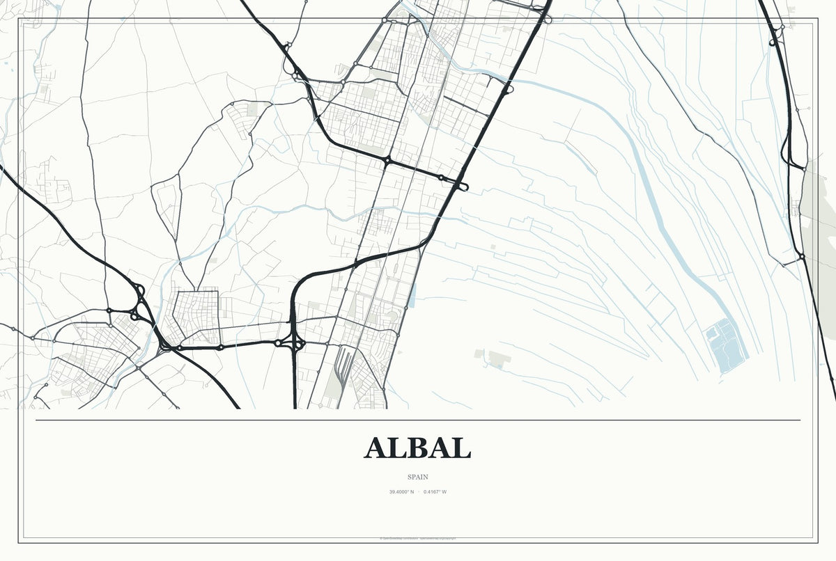 Albal, Spain City Map Aluminum Sign in Gallery Air style