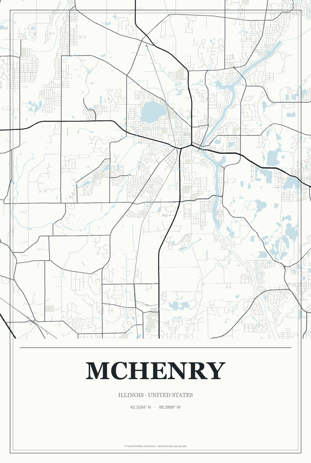 McHenry, Illinois City Map Aluminum Sign in Gallery Air style