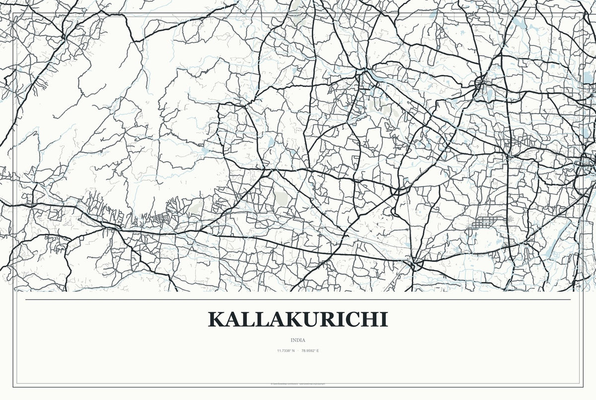Kallakurichi, India City Map Aluminum Sign in Gallery Air style