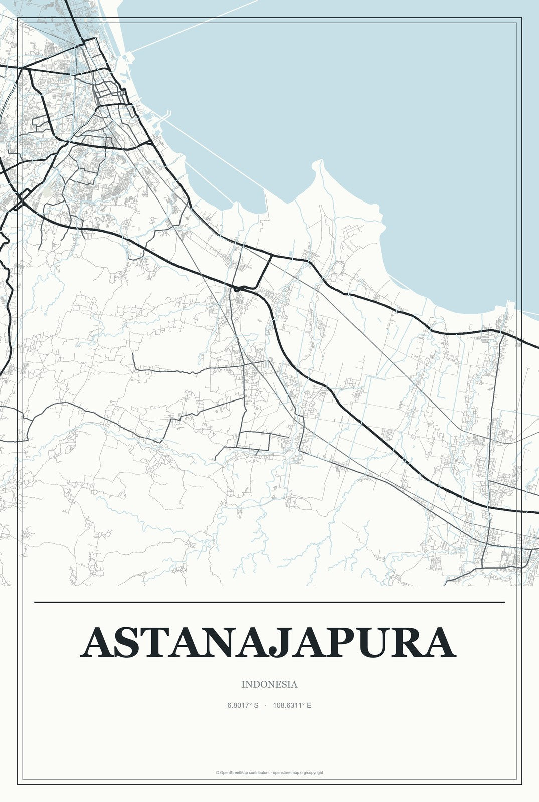 Astanajapura, Indonesia City Map Aluminum Sign in Gallery Air style