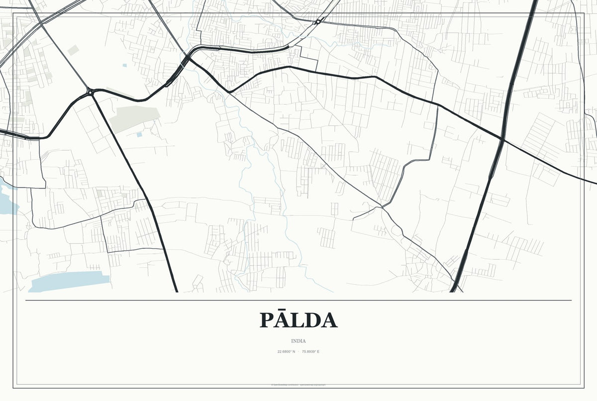 Pālda, India City Map Aluminum Sign in Gallery Air style