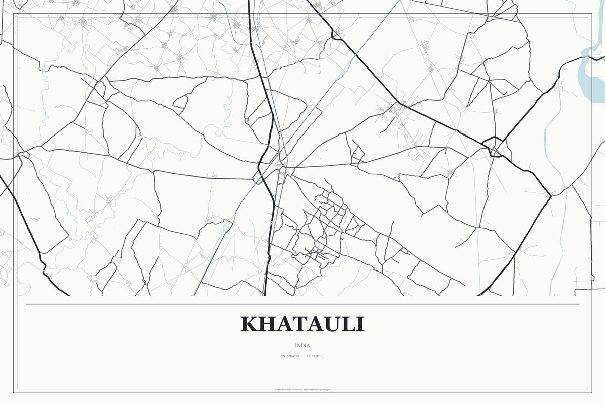 Khatauli, India City Map Aluminum Sign in Gallery Air style