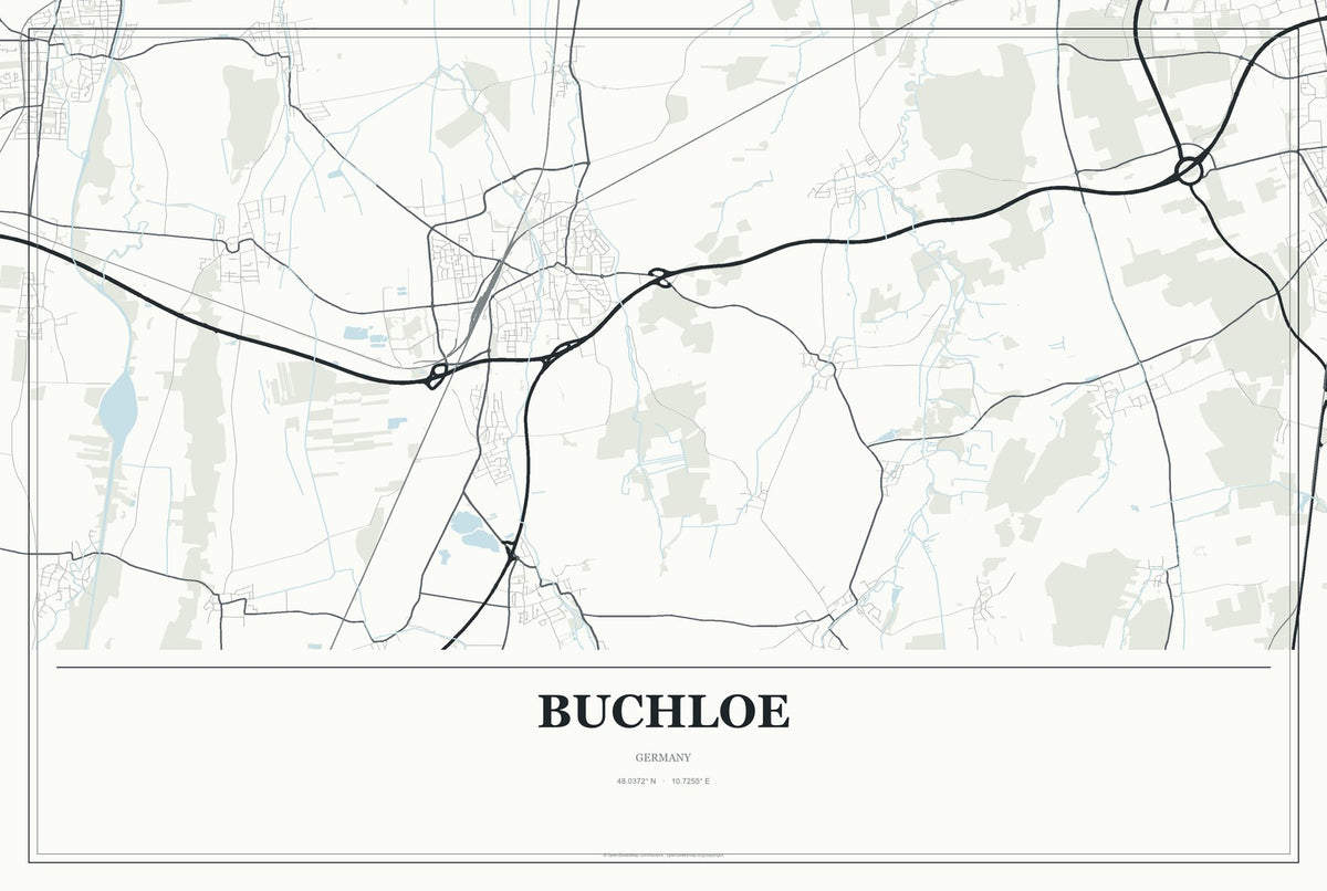 Buchloe, Germany City Map Aluminum Sign in Gallery Air style