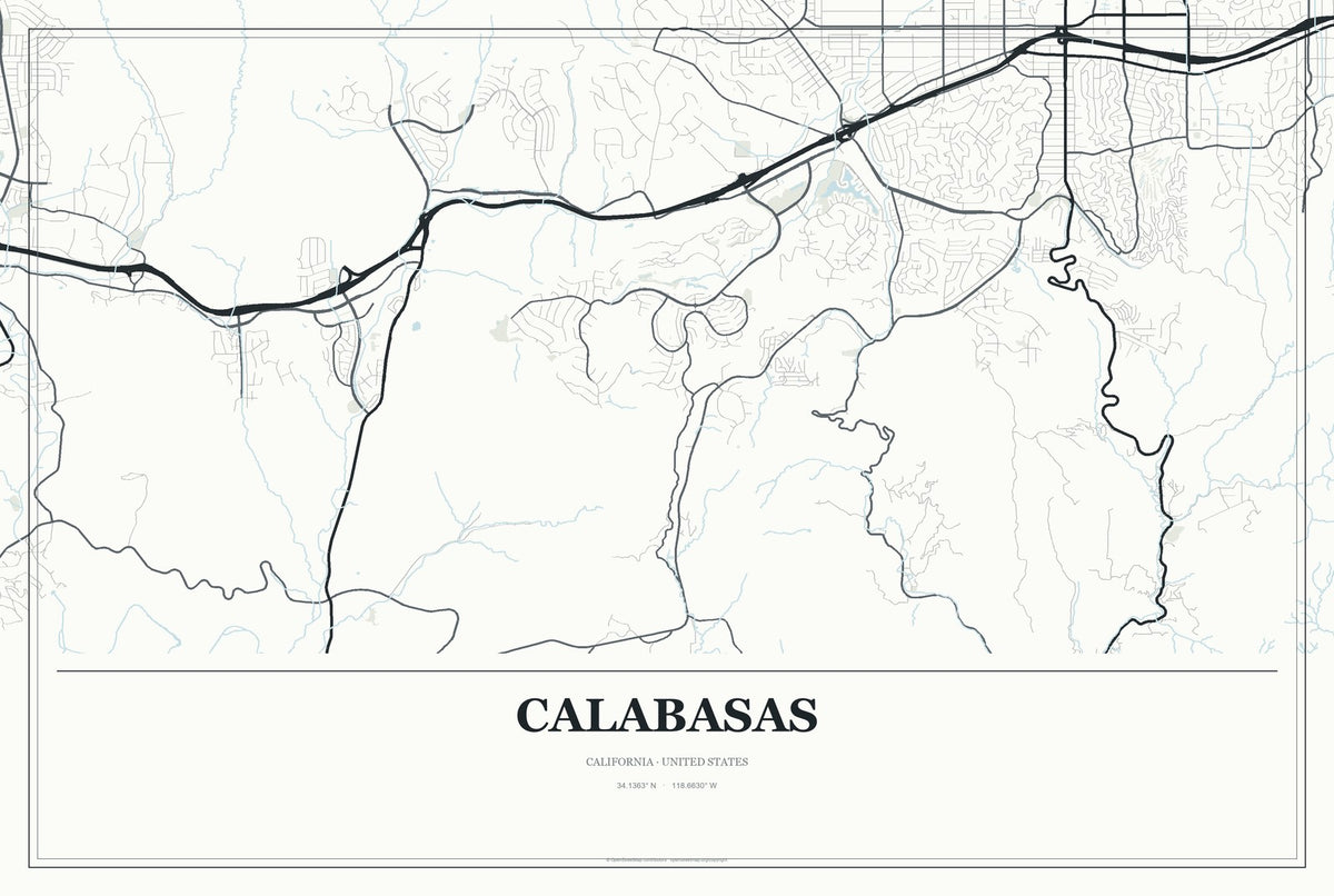 Calabasas, California City Map Aluminum Sign in Gallery Air style