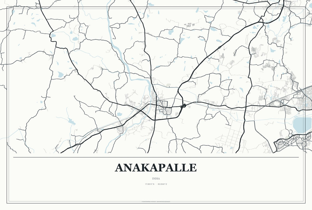 Anakapalle, India City Map Aluminum Sign in Gallery Air style