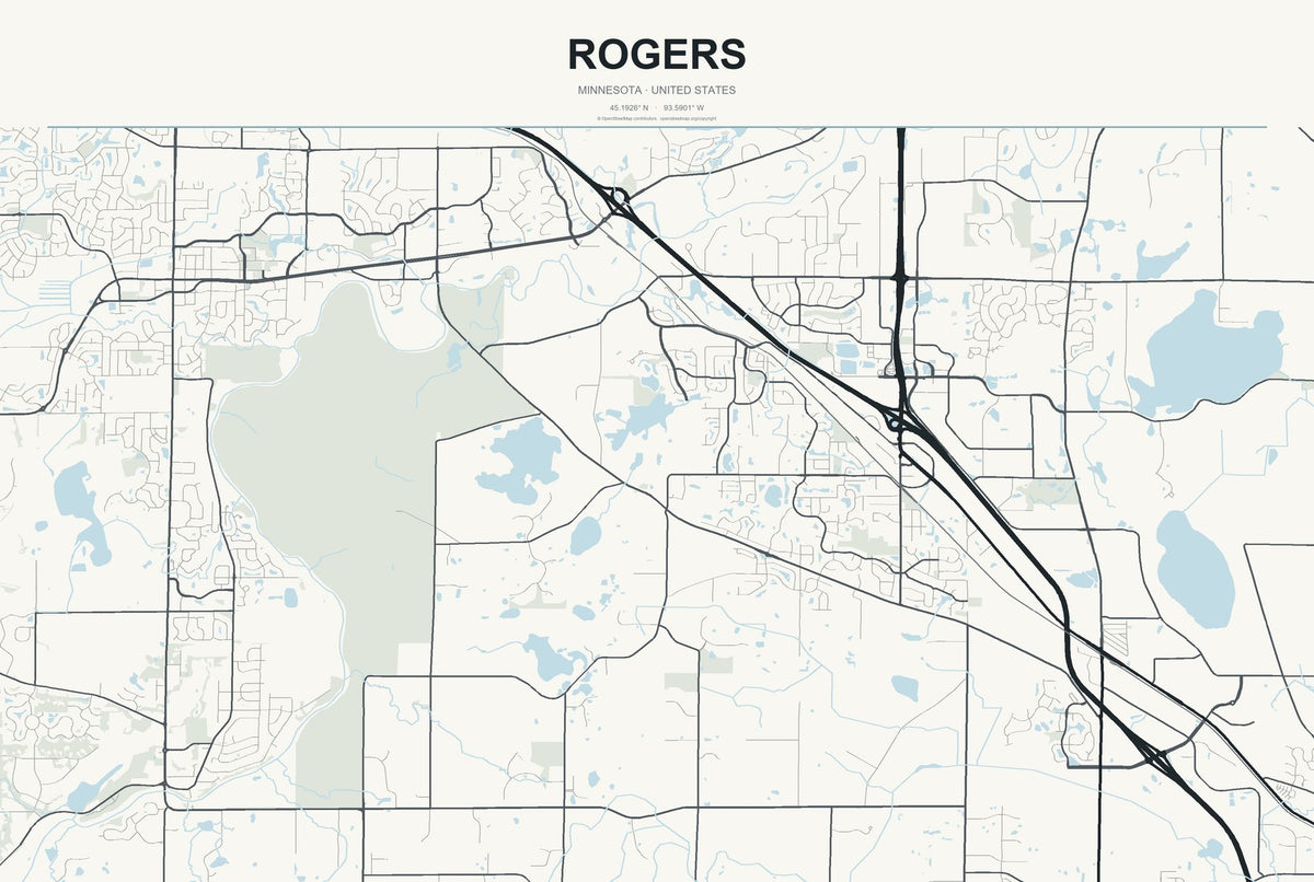 Rogers, Minnesota City Map Aluminum Sign in Headline Atlas style
