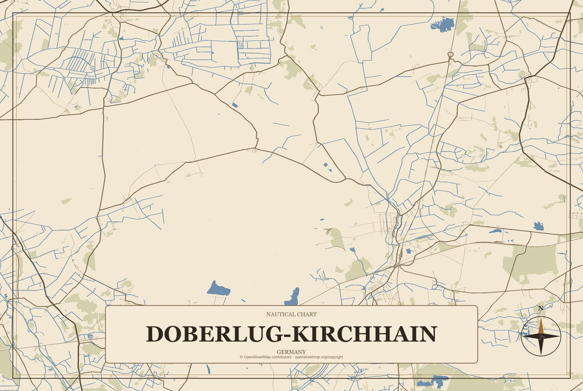 Doberlug-Kirchhain, Germany City Map Aluminum Sign in Heritage Nautical style