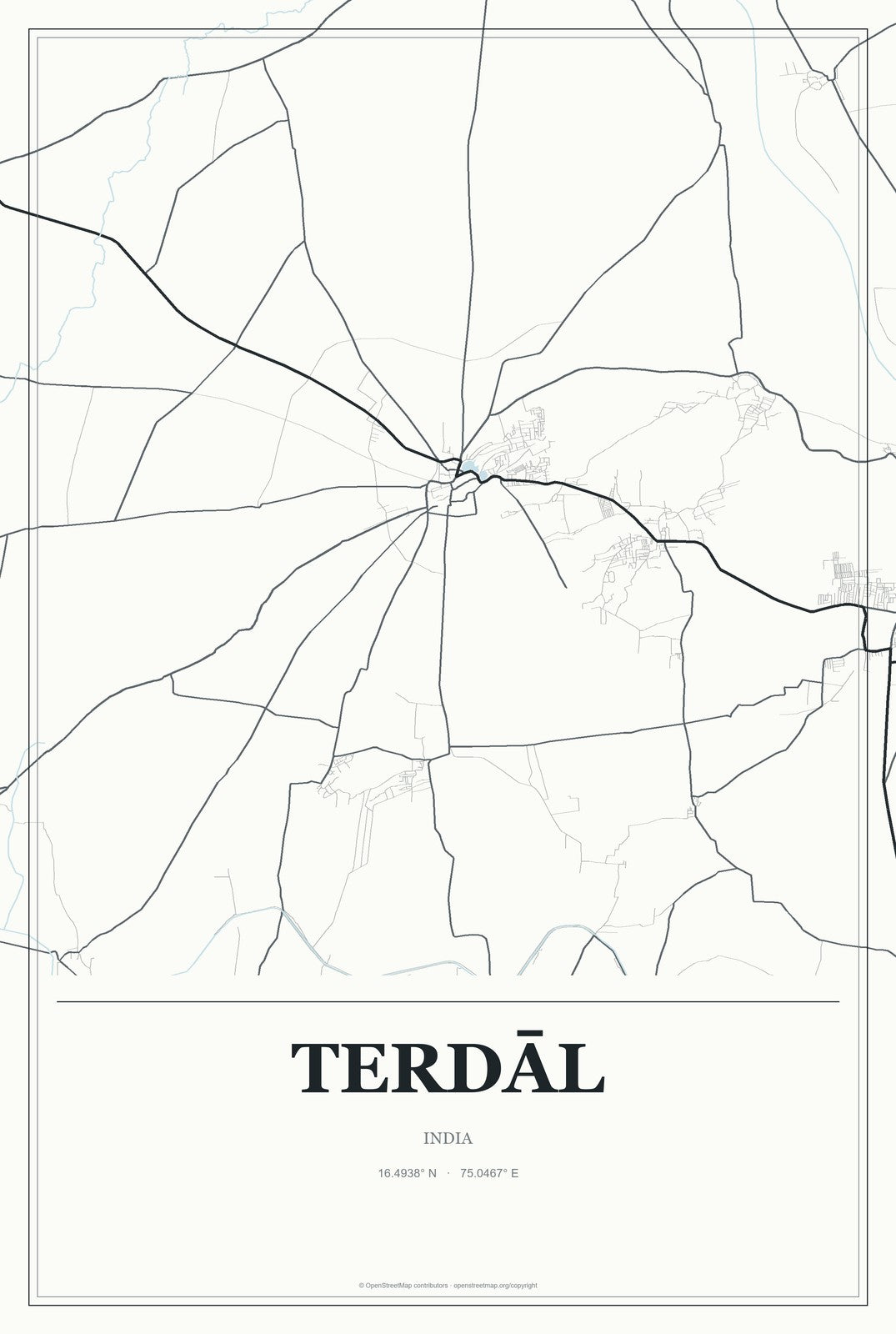 Terdāl, India City Map Aluminum Sign in Gallery Air style