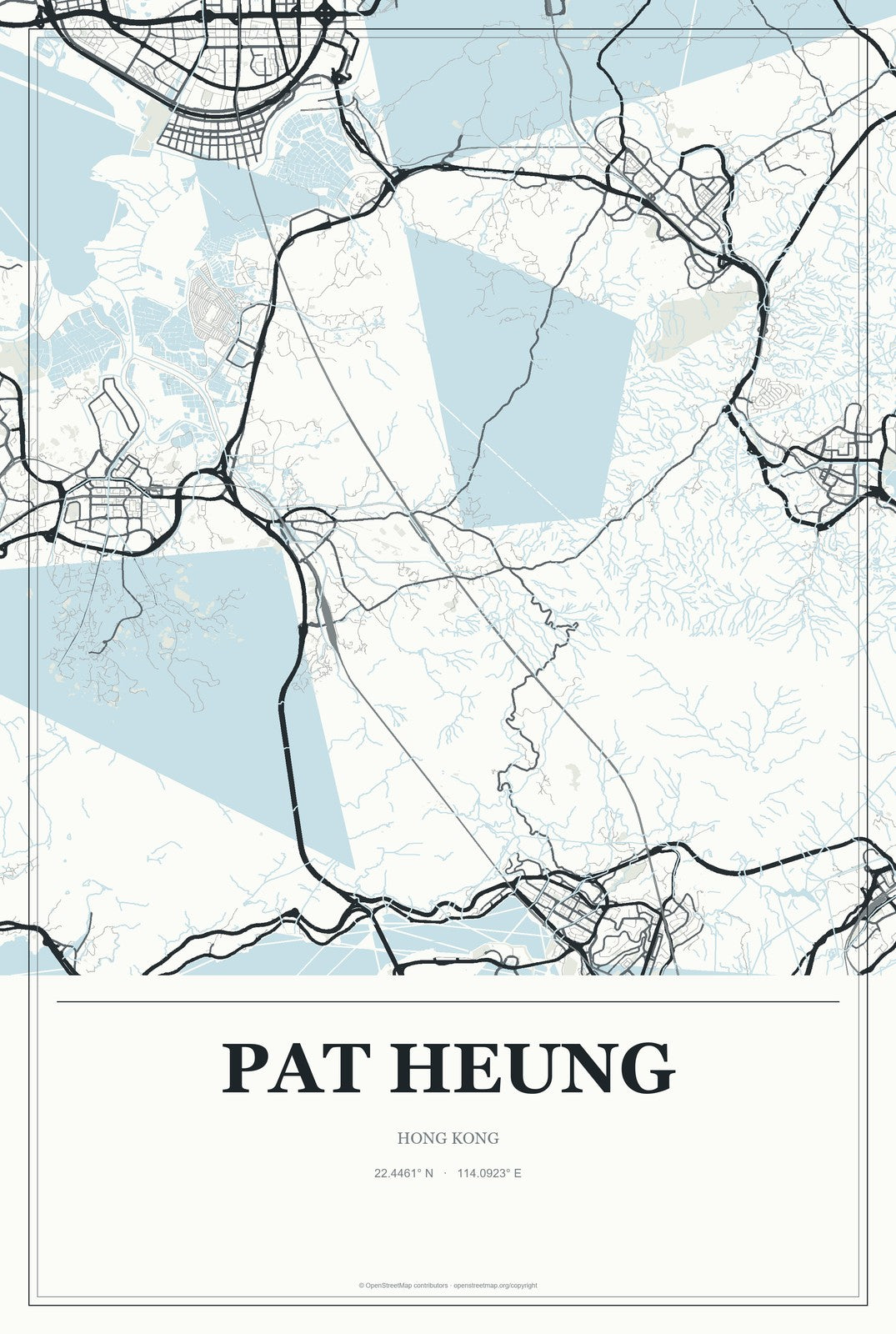 Pat Heung, Hong Kong City Map Aluminum Sign in Gallery Air style