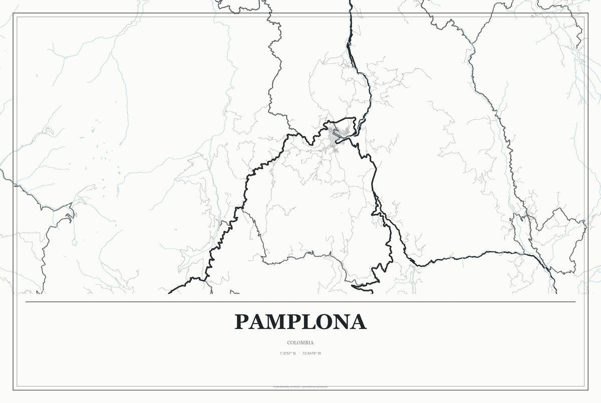 Pamplona, Colombia City Map Aluminum Sign in Gallery Air style
