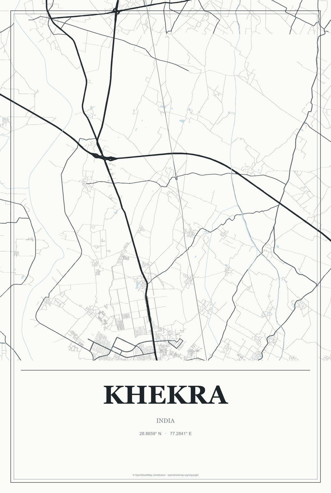 Khekra, India City Map Aluminum Sign in Gallery Air style
