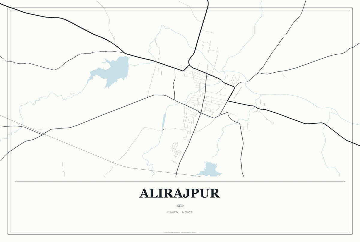Alirajpur, India City Map Aluminum Sign in Gallery Air style