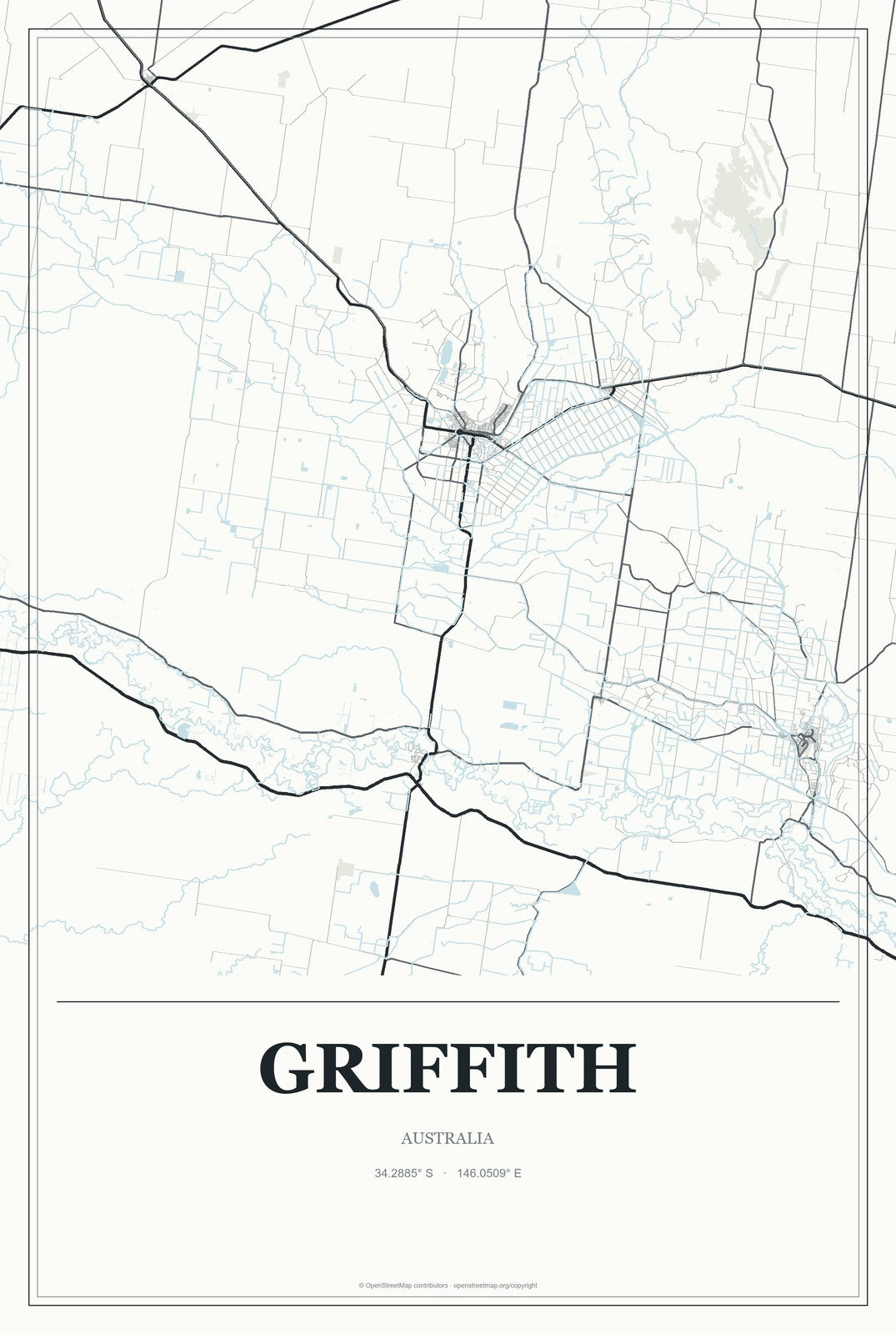 Griffith, Australia City Map Aluminum Sign in Gallery Air style