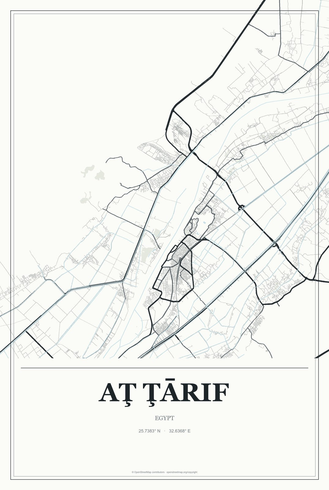 Aţ Ţārif, Egypt City Map Aluminum Sign in Gallery Air style
