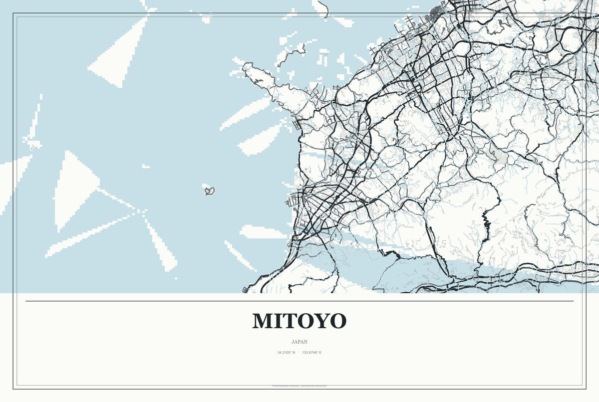 Mitoyo, Japan City Map Aluminum Sign in Gallery Air style