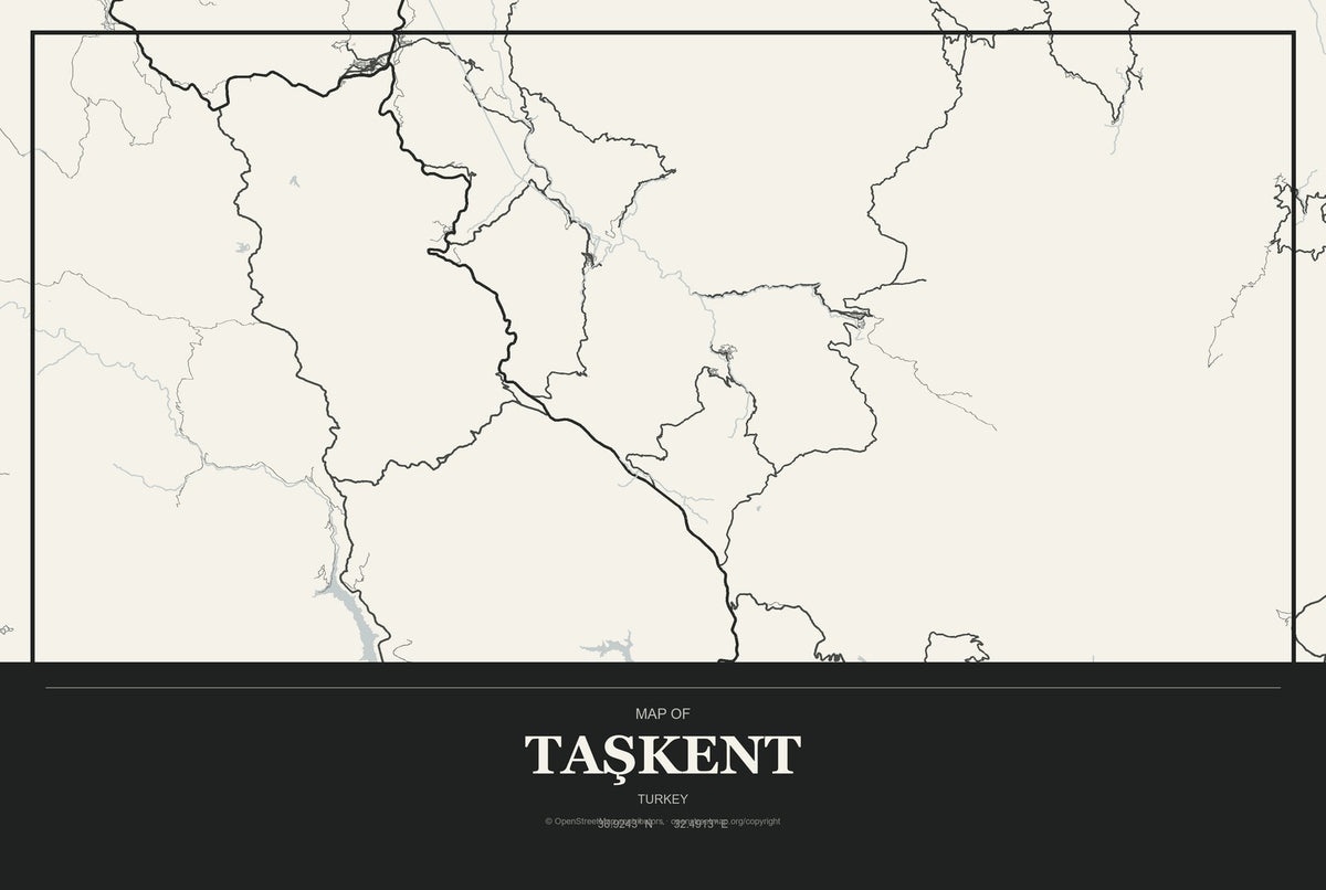 Taşkent, Turkey City Map Aluminum Sign in Museum Plaque style