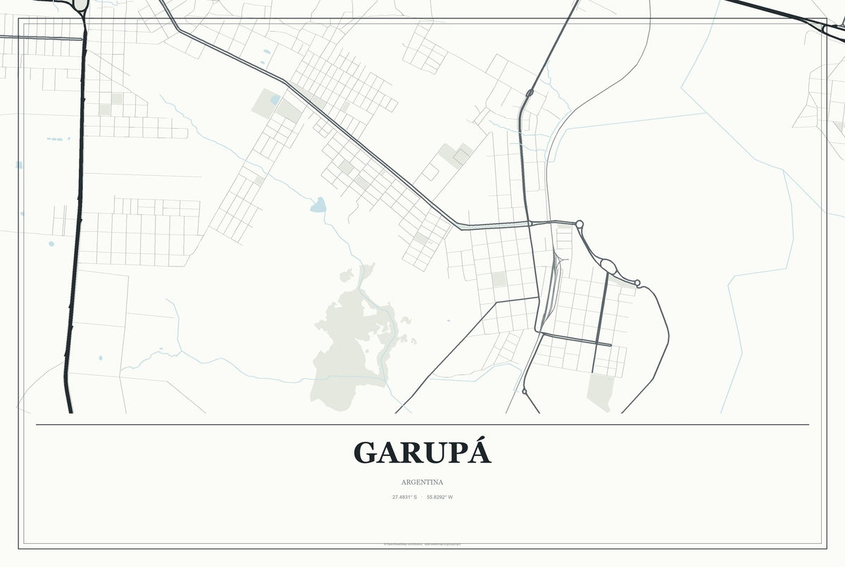 Garupá, Argentina City Map Aluminum Sign in Gallery Air style