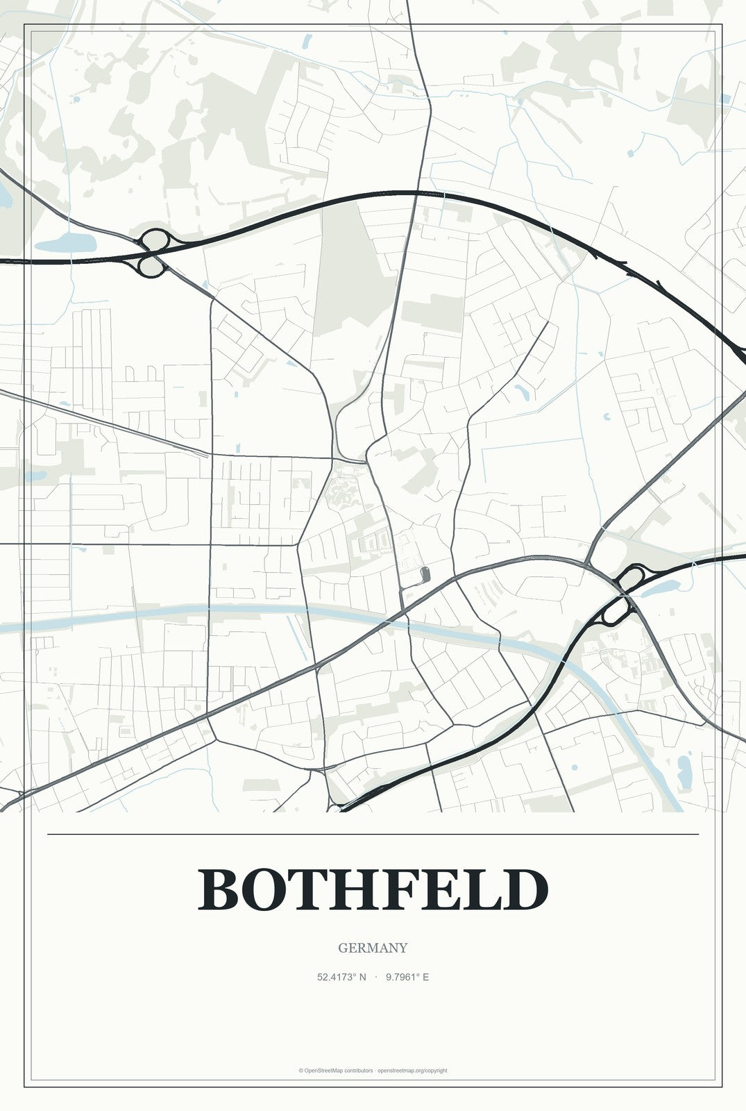 Bothfeld, Germany City Map Aluminum Sign in Gallery Air style