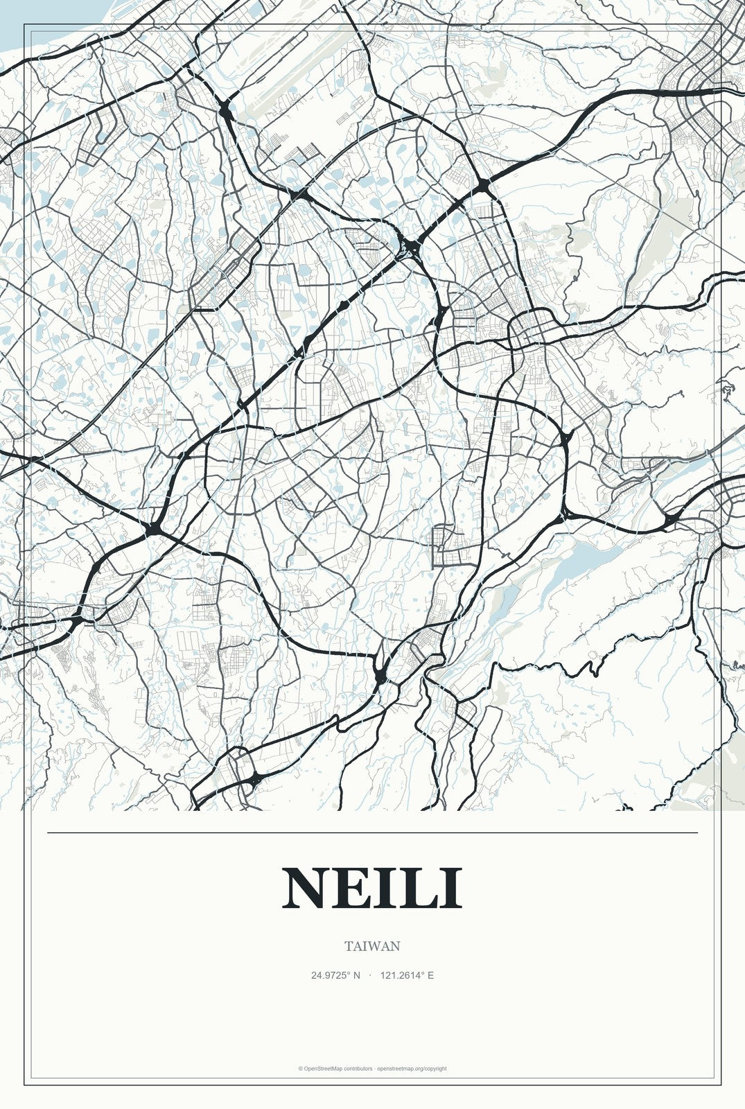 Neili, Taiwan City Map Aluminum Sign in Gallery Air style