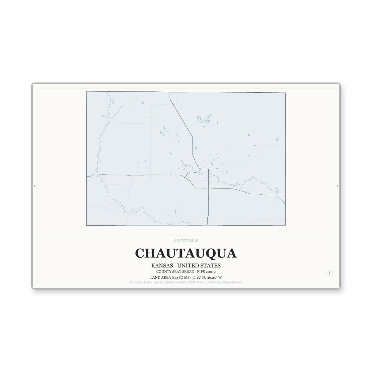 Chautauqua County, Kansas Map Aluminum Sign in Gallery Air style