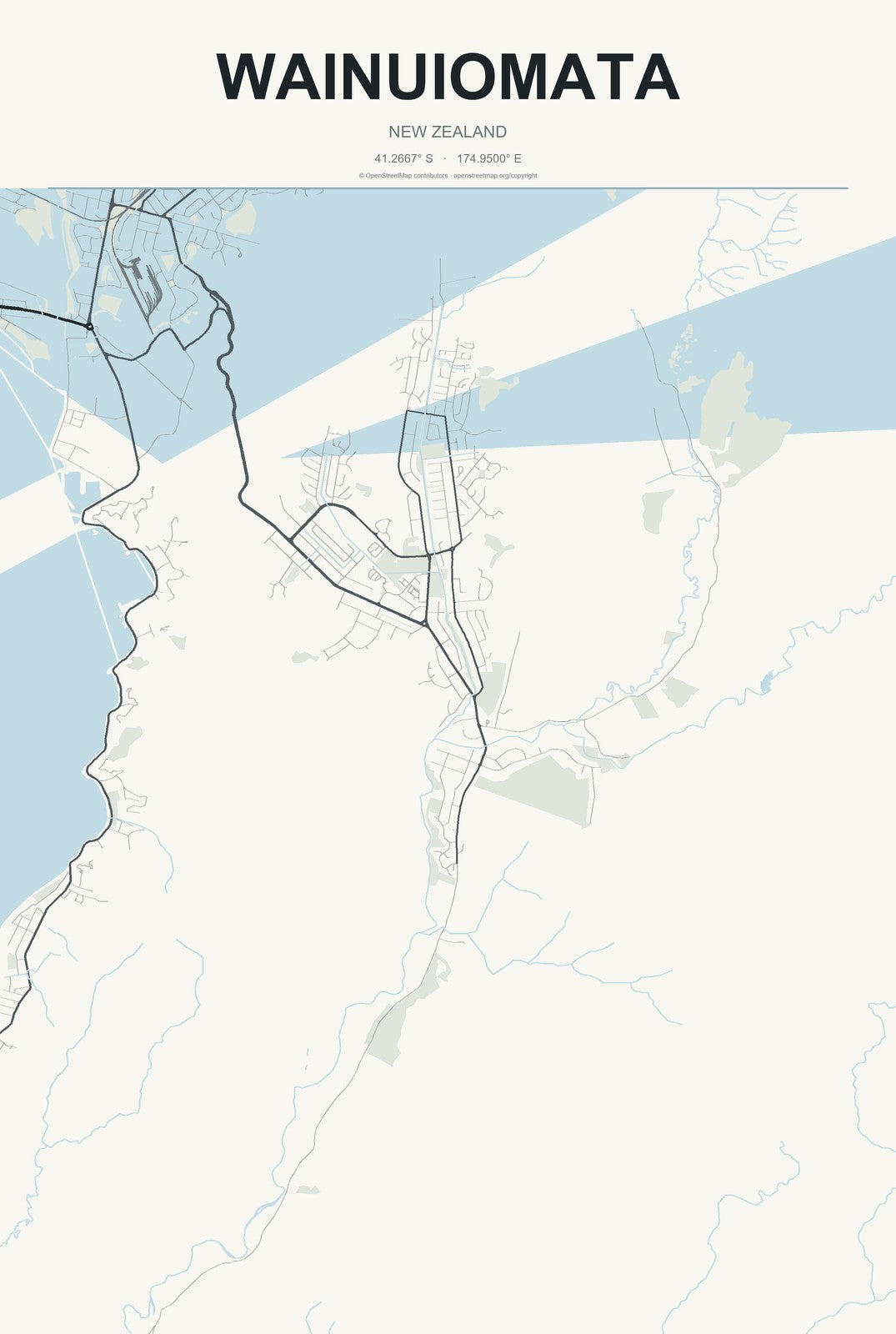 Wainuiomata, New Zealand City Map Aluminum Sign in Headline Atlas style