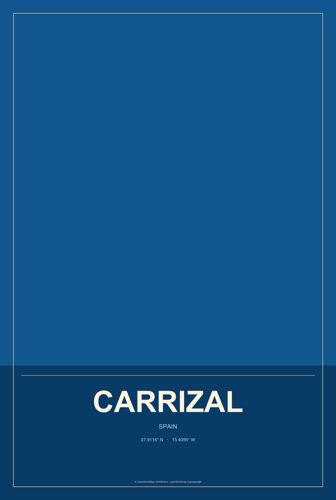 Carrizal, Spain City Map Aluminum Sign in Harbor Cobalt style