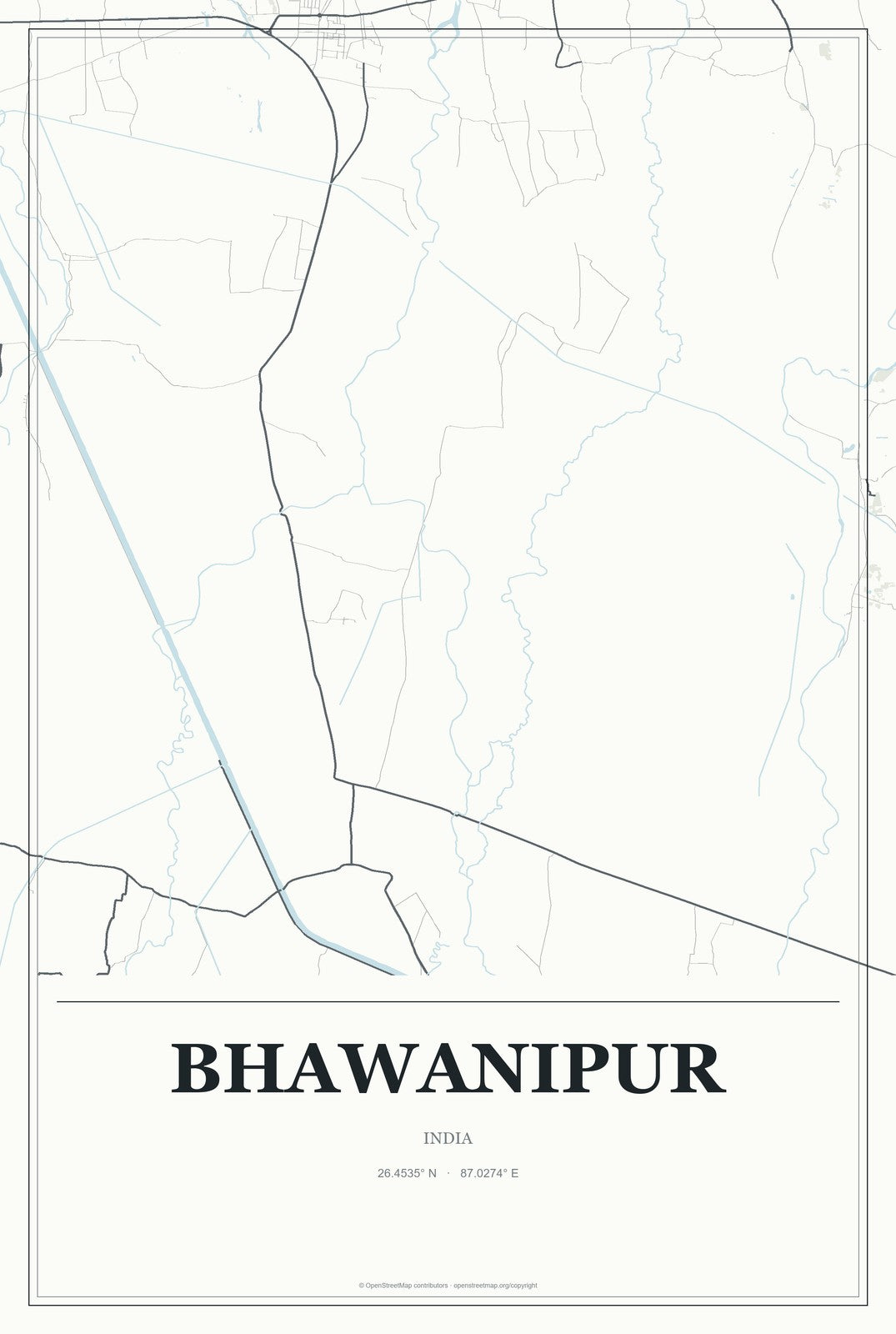 Bhawanipur, India City Map Aluminum Sign in Gallery Air style