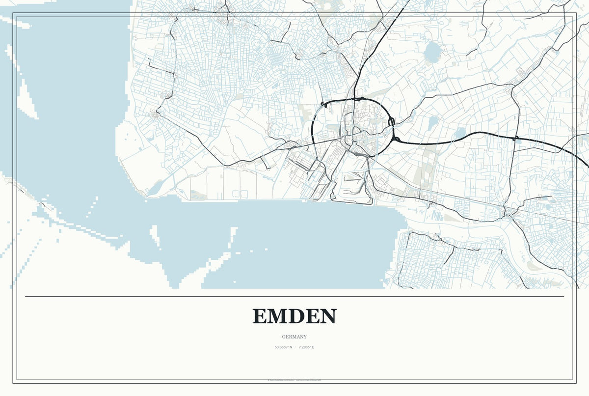 Emden, Germany City Map Aluminum Sign in Gallery Air style