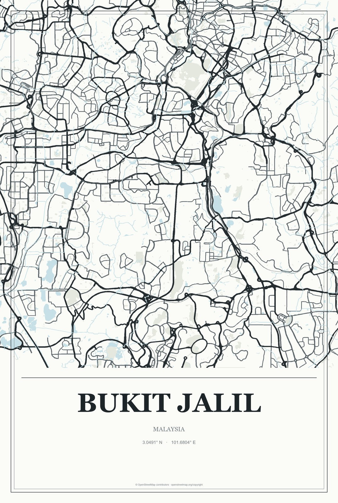 Bukit Jalil, Malaysia City Map Aluminum Sign in Gallery Air style