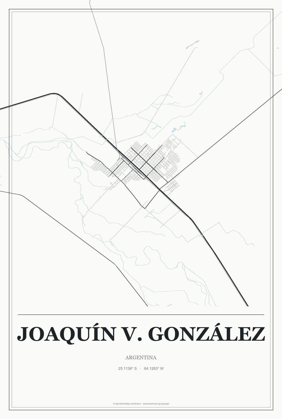 Joaquín V. González, Argentina City Map Aluminum Sign in Gallery Air style