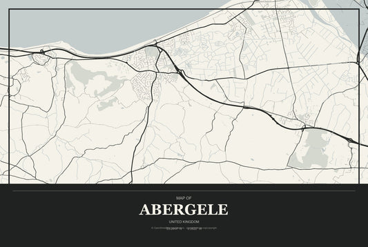 Abergele, United Kingdom City Map Aluminum Sign in Museum Plaque style