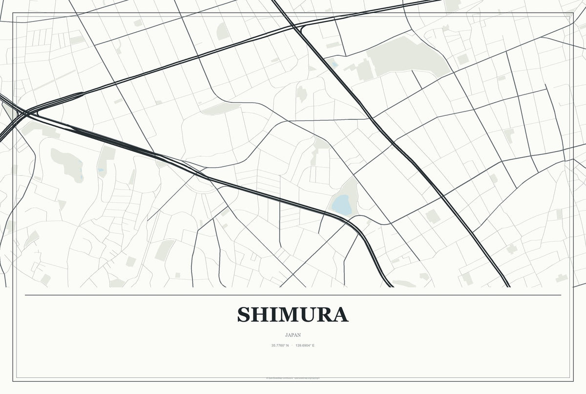 Shimura, Japan City Map Aluminum Sign in Gallery Air style