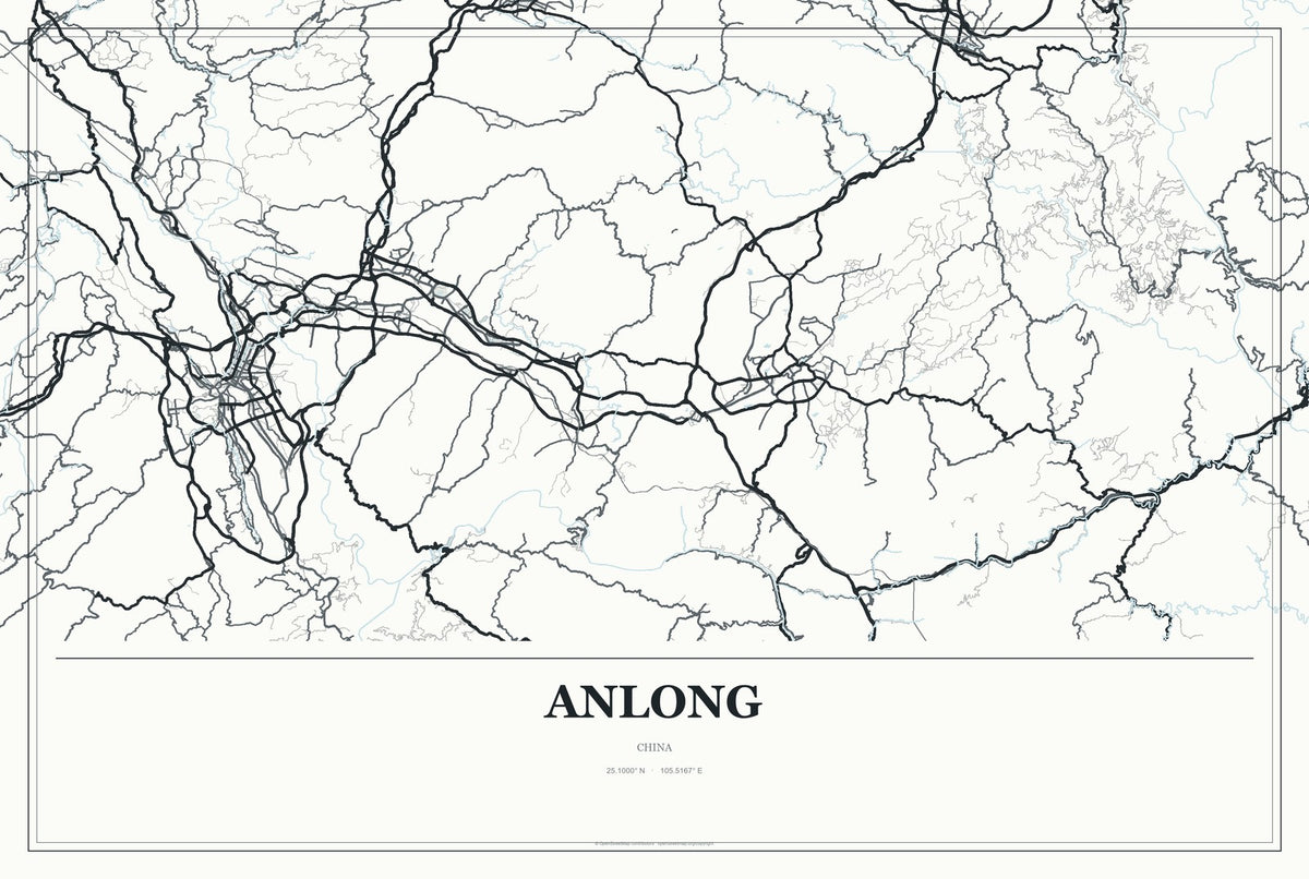 Anlong, China City Map Aluminum Sign in Gallery Air style