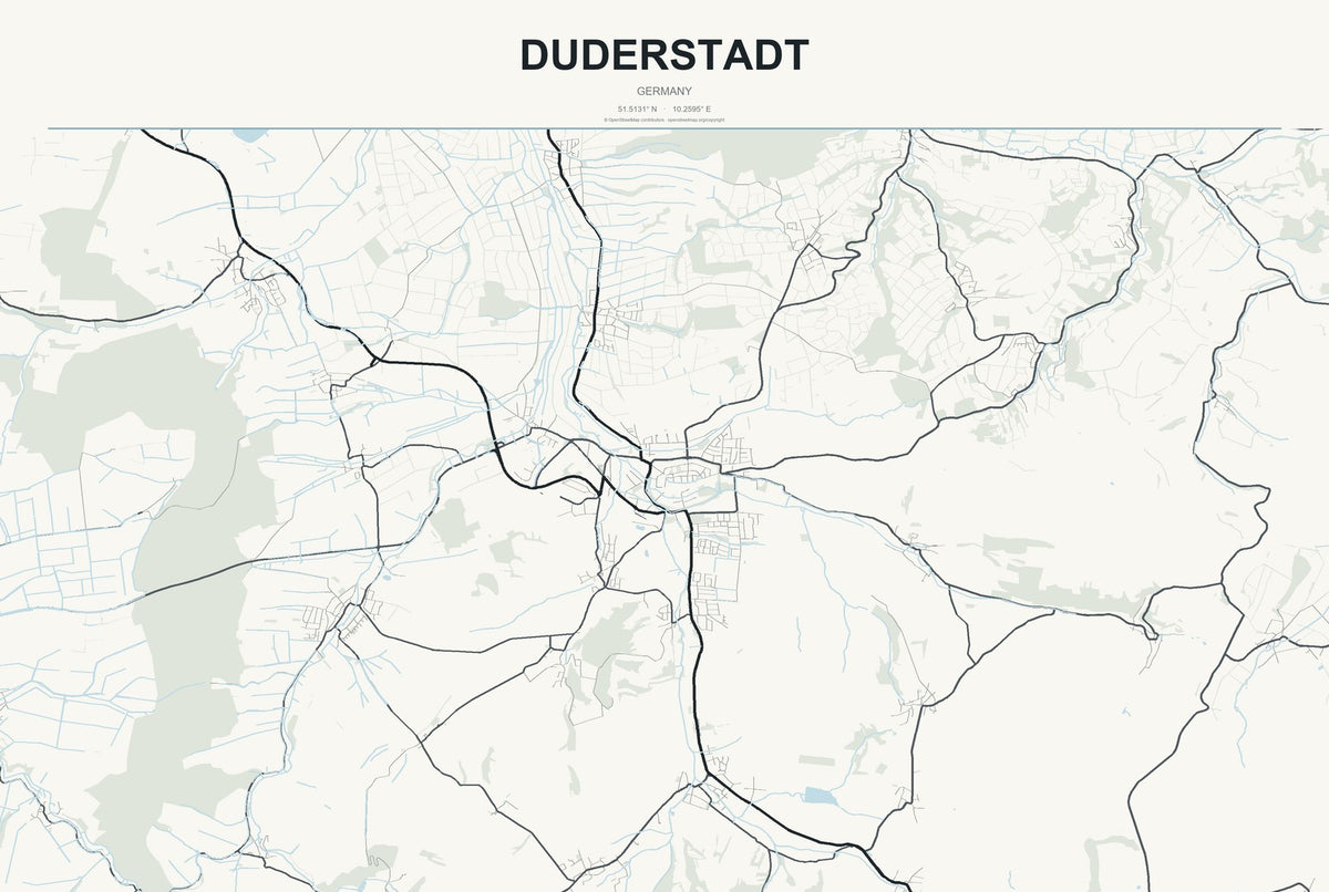 Duderstadt, Germany City Map Aluminum Sign in Headline Atlas style