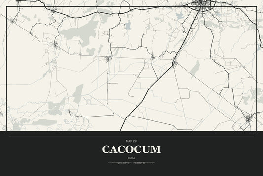 Cacocum, Cuba City Map Aluminum Sign in Museum Plaque style
