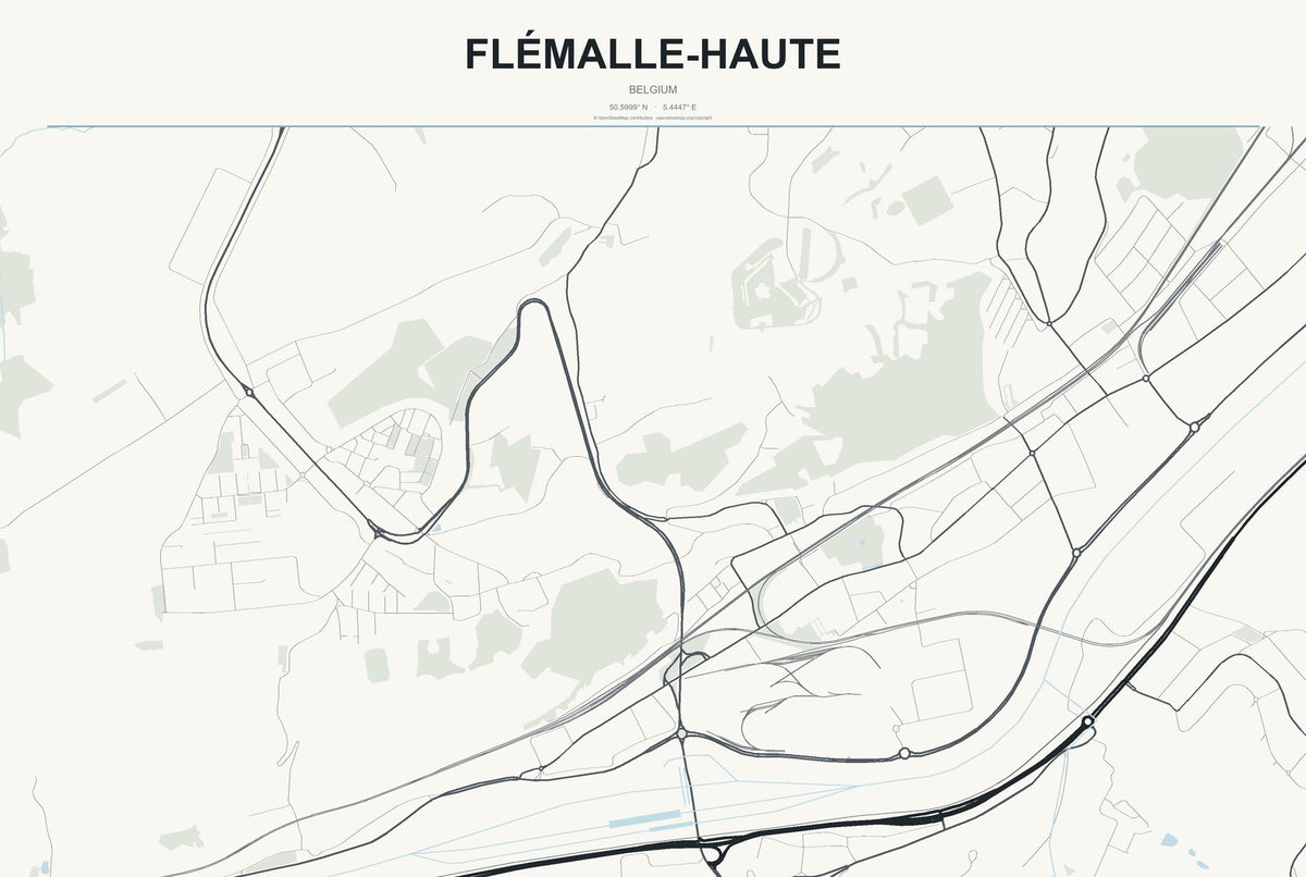 Flémalle-Haute, Belgium City Map Aluminum Sign in Headline Atlas style