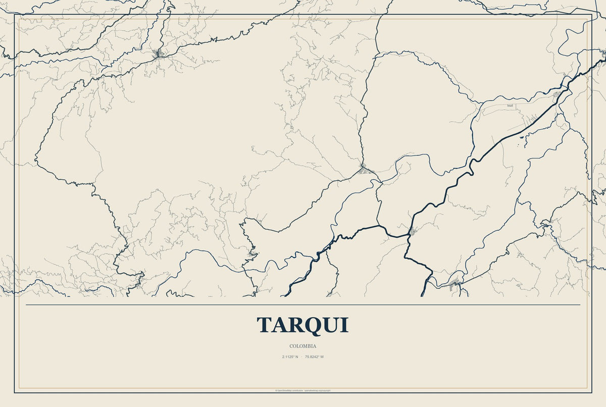 Tarqui, Colombia City Map Aluminum Sign in Coastal Cutout style