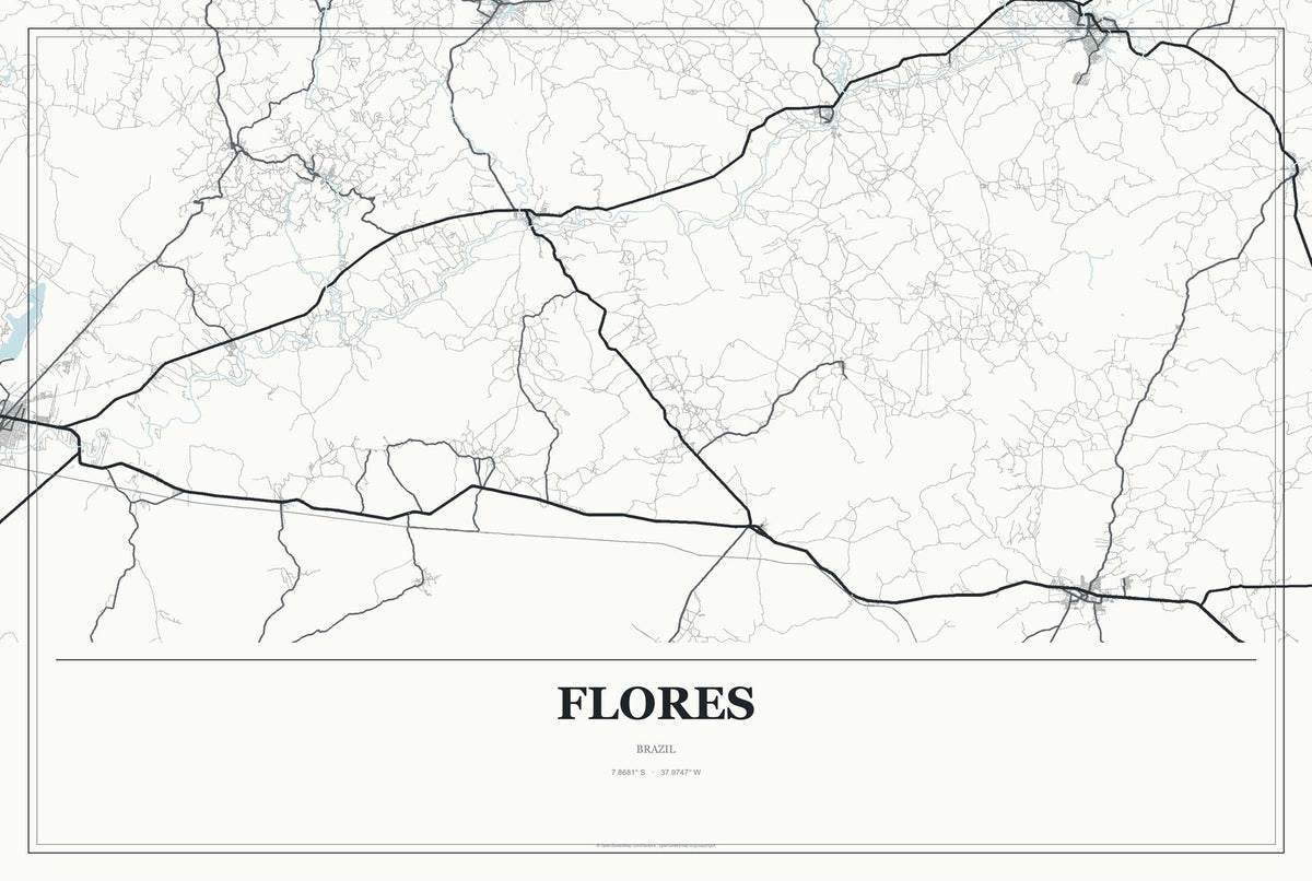 Flores, Brazil City Map Aluminum Sign in Gallery Air style