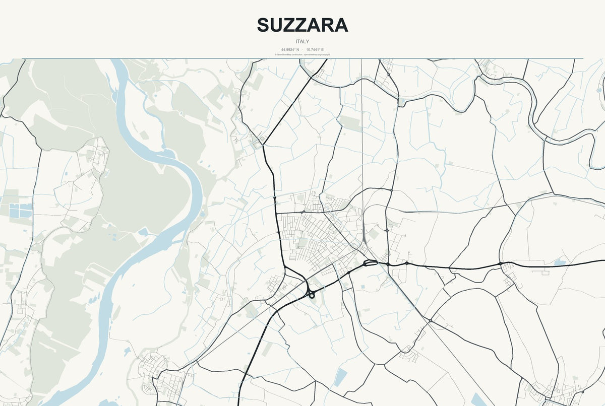 Suzzara, Italy City Map Aluminum Sign in Headline Atlas style