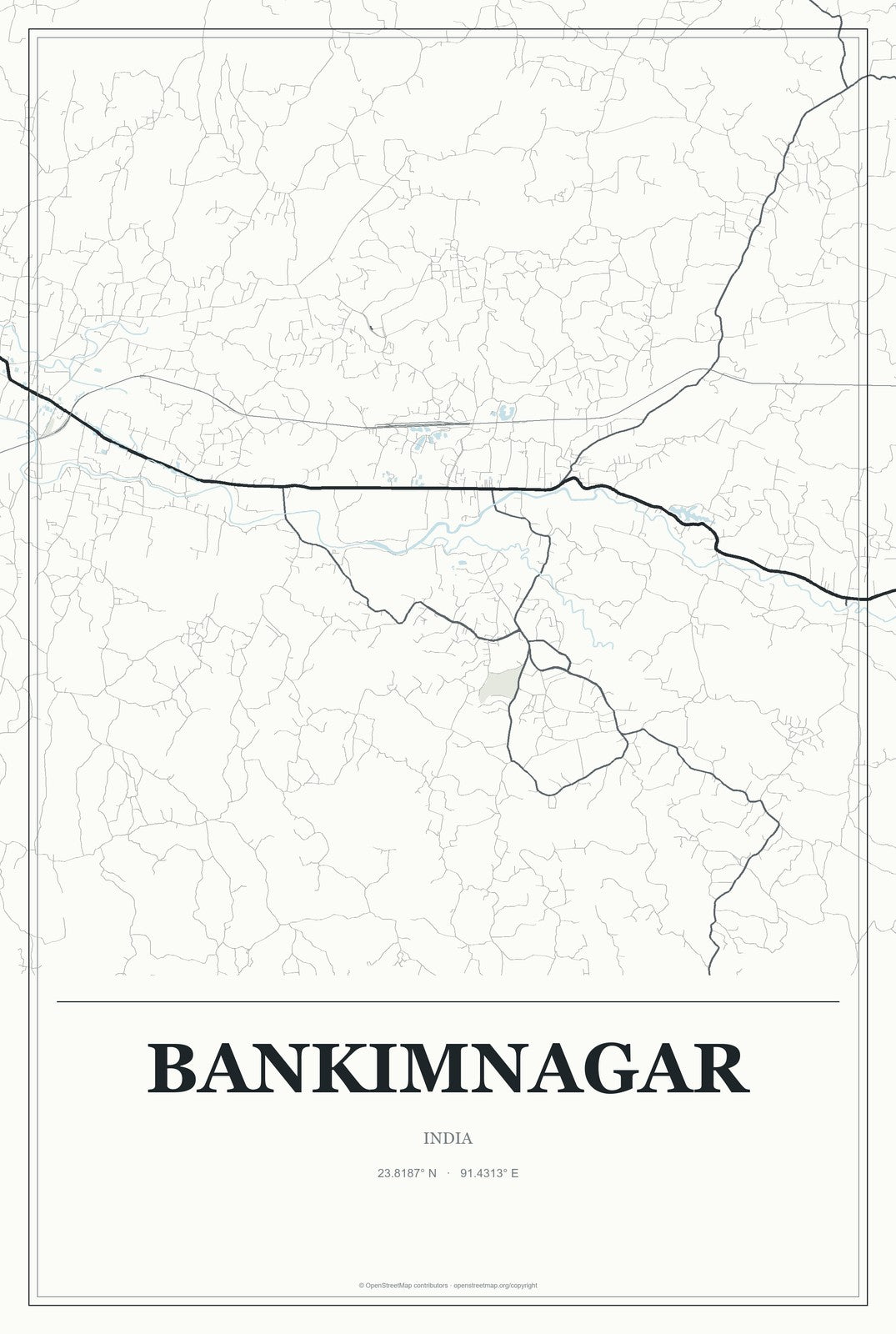 Bankimnagar, India City Map Aluminum Sign in Gallery Air style