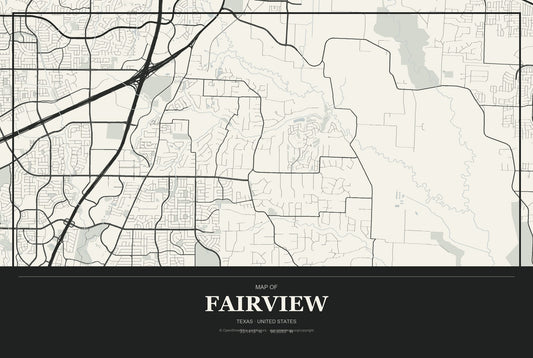 Fairview, Texas City Map Aluminum Sign in Museum Plaque style