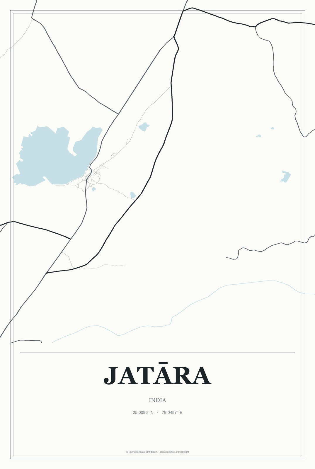 Jatāra, India City Map Aluminum Sign in Gallery Air style
