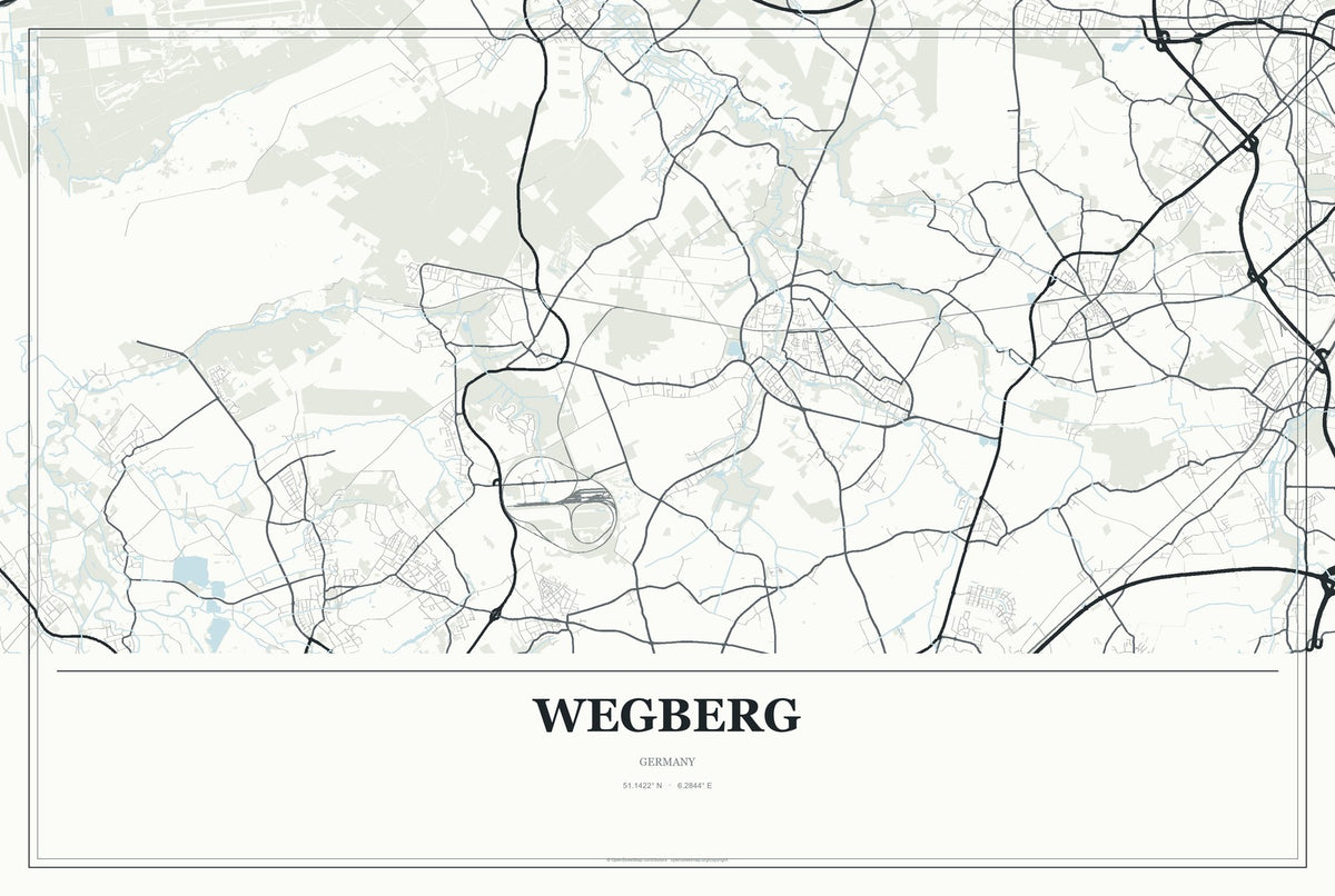 Wegberg, Germany City Map Aluminum Sign in Gallery Air style