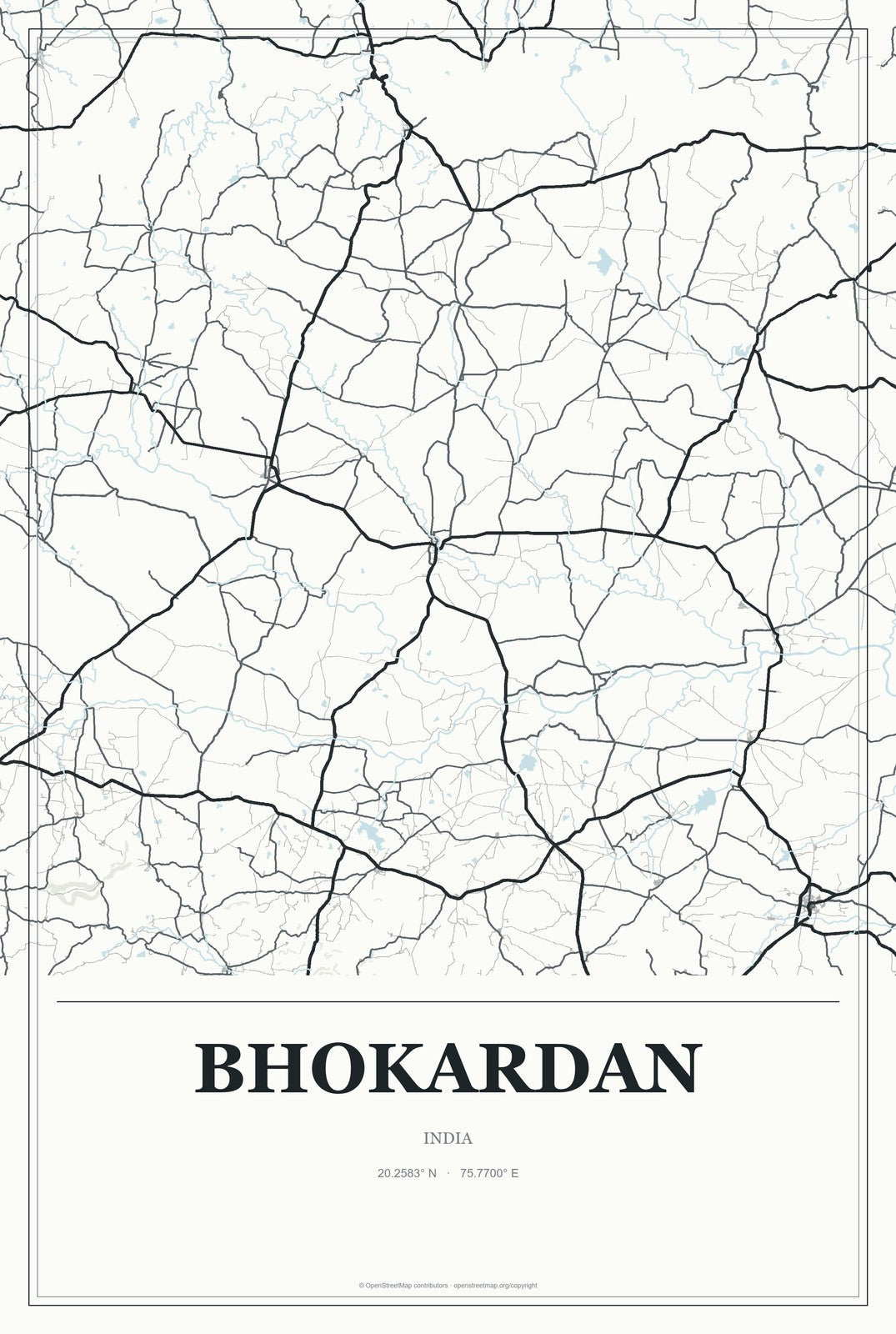 Bhokardan, India City Map Aluminum Sign in Gallery Air style