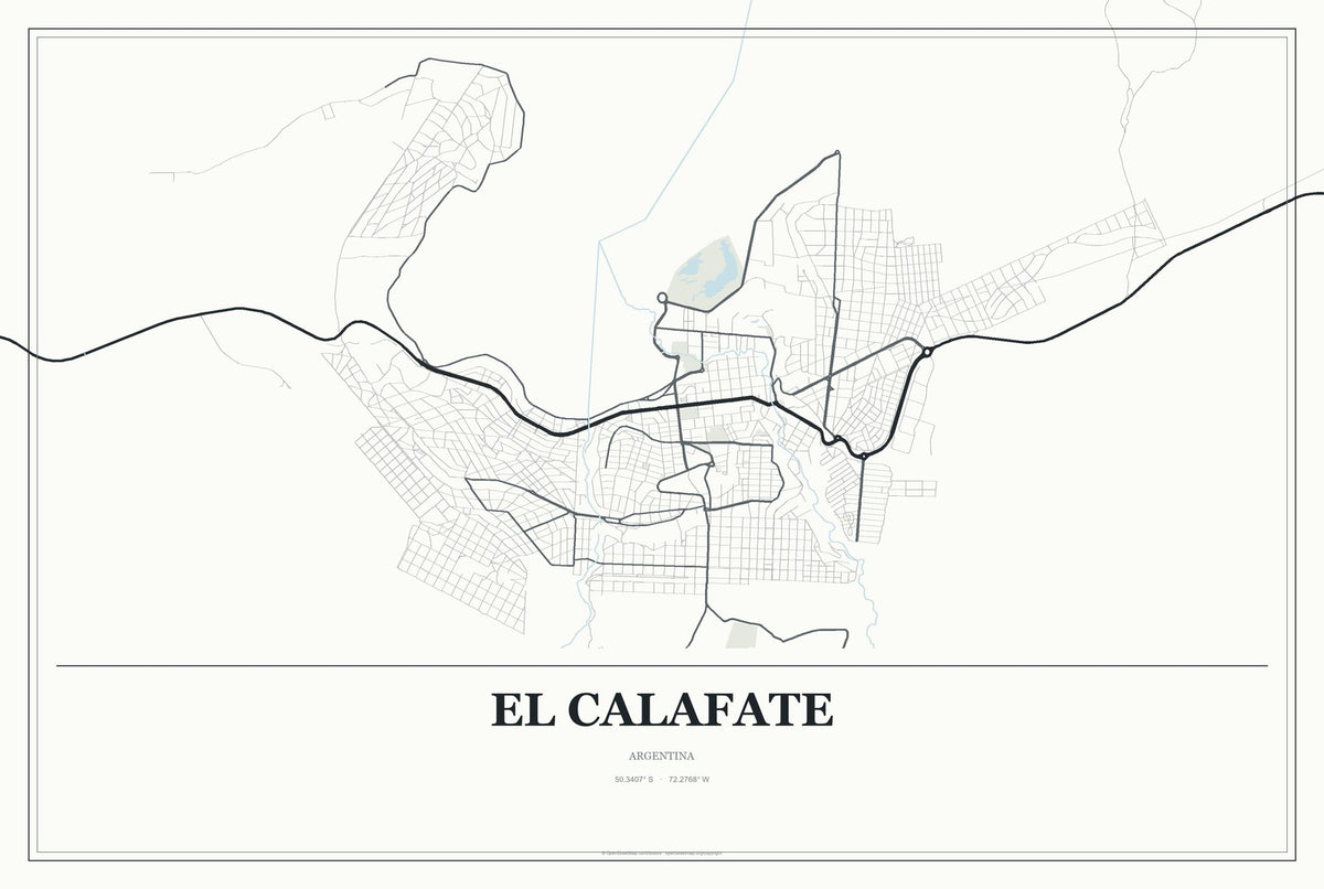 El Calafate, Argentina City Map Aluminum Sign in Gallery Air style