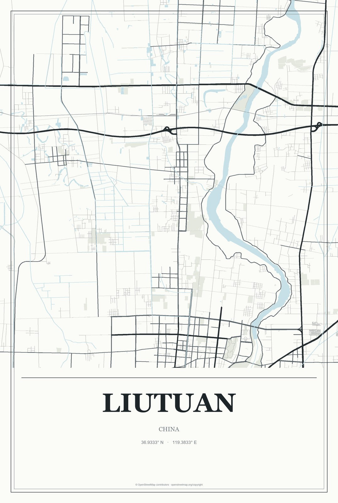 Liutuan, China City Map Aluminum Sign in Gallery Air style