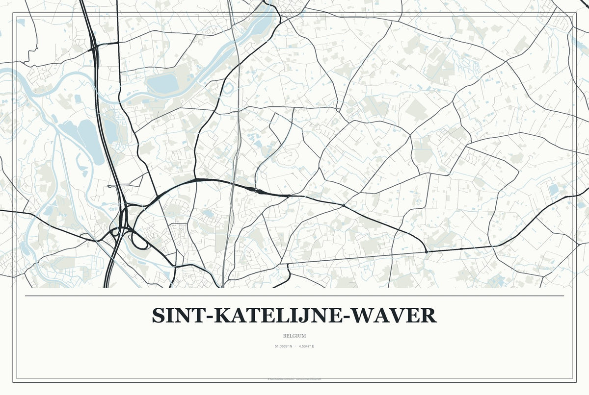 Sint-Katelijne-Waver, Belgium City Map Aluminum Sign in Gallery Air style
