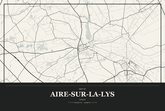 Aire-sur-la-Lys, France City Map Aluminum Sign in Museum Plaque style