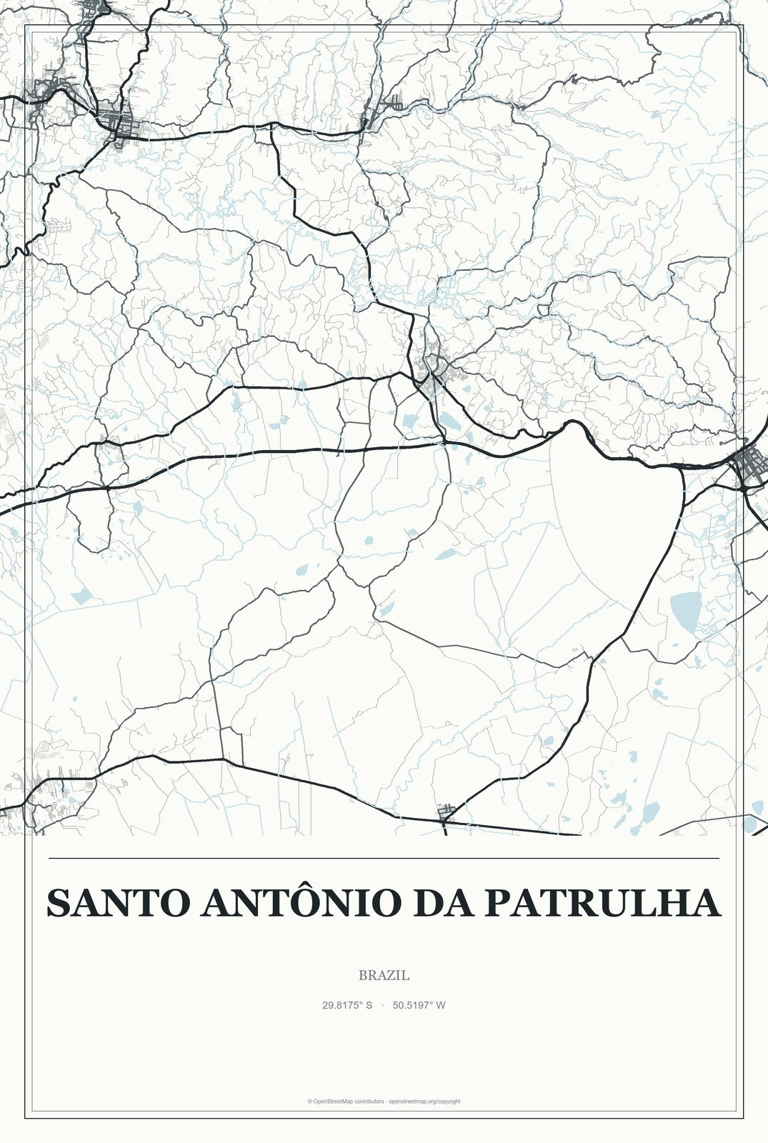 Santo Antônio da Patrulha, Brazil City Map Aluminum Sign in Gallery Air style