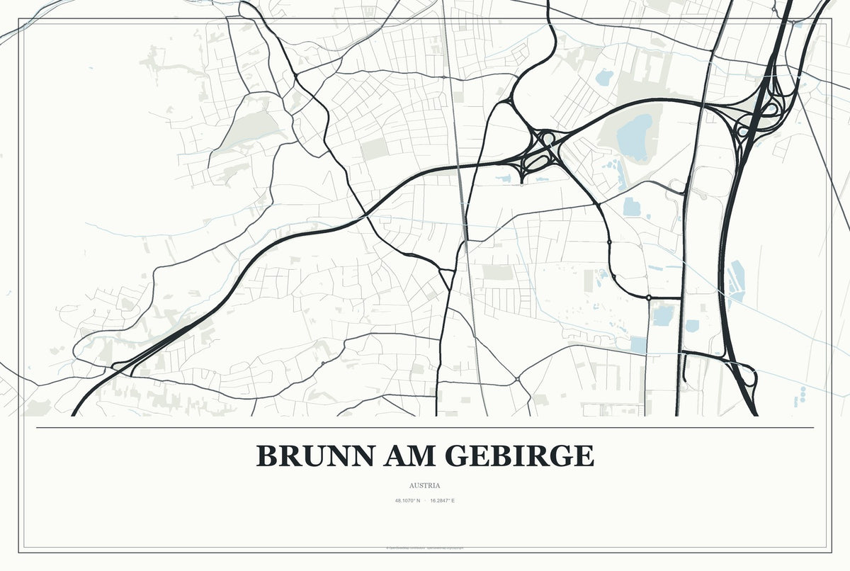 Brunn am Gebirge, Austria City Map Aluminum Sign in Gallery Air style